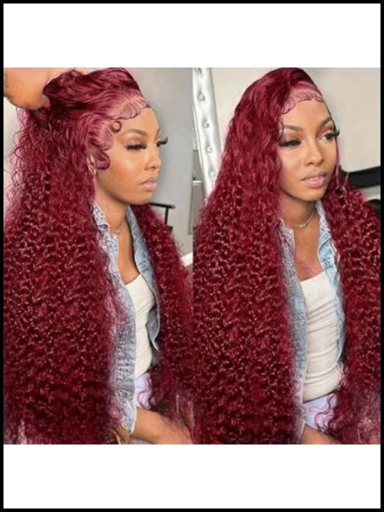 100% Human Hair Lace Front Wig 13x6 Deep Wave Pre Plucked Transparent Lace main image 5